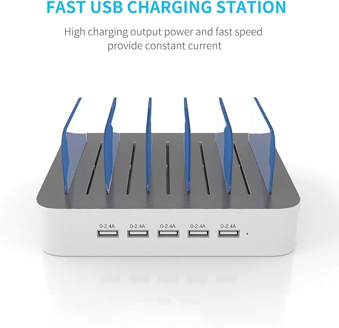 MSTJRY Charging Station for Multiple Devices : 5 Port Multi USB-A Charger - Image 2
