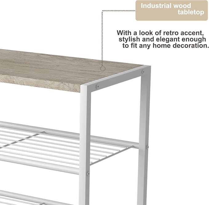 HOMEFORT 5-Tier Shoe Rack, Storage Shelf, Industrial Tower, Narrow Organizer - Image 7