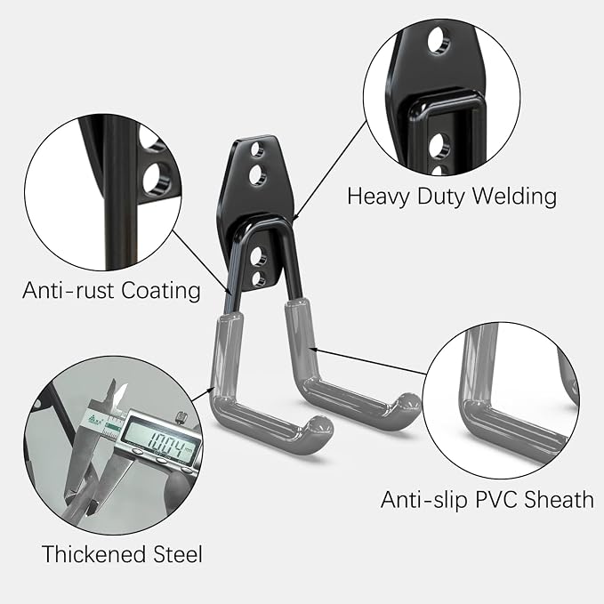 3-H Garage Wall Hooks 10 Pack, Garage Hooks Heavy Duty - Image 4