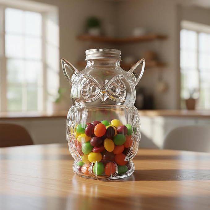 Owl Treat Jar, Airtight Glass Snack Container - Image 4
