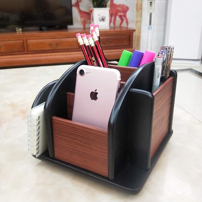 Revolving Remote control caddy, Wooden pen holder - Image 4