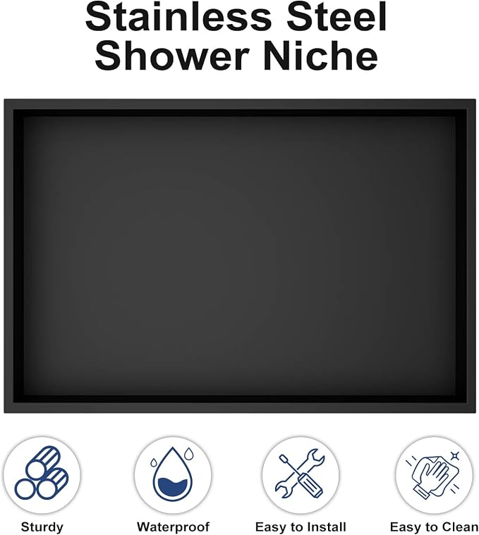 Achelous Stainless Steel Insert Shower Niche 18" X 12" NO Tile Needed, Bathroom - Image 6