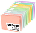 50-Pack Pastel Hanging File Folders, Letter Size by Jowaia