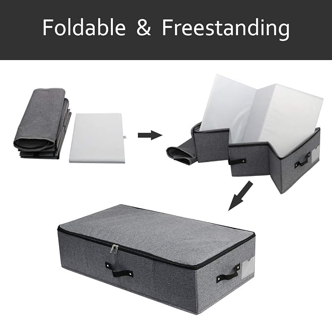 AMJ Large Under Bed Storage Containers, 3 Pack Closet Organizers Bins, Foldable - Image 5