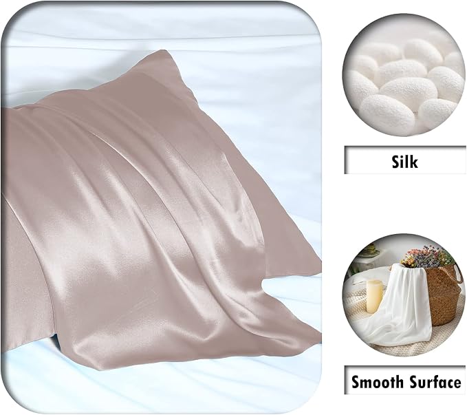 Silk Pillowcase for Hair and Skin, Breathable and Sliky 100% Queen Silk Pillow - Image 2