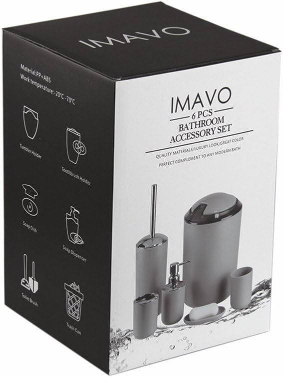 IMAVO Bathroom Accessories Set, 7 Pieces Bathroom Accessory Set, Toilet Brush - Image 8
