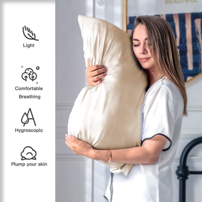Silk Pillowcase for Hair and Skin, Breathable and Sliky 100% Standard Size - Image 3