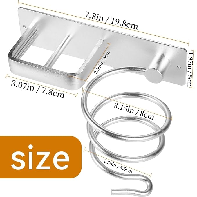 YUET Hair Dryer Holder Hairdryer Station Wall Mounted Spiral Shelf Bracket - Image 5