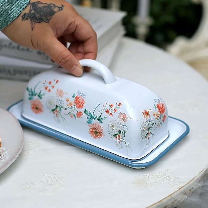 Enameled Farmhouse Vintage Butter Dish - Image 5