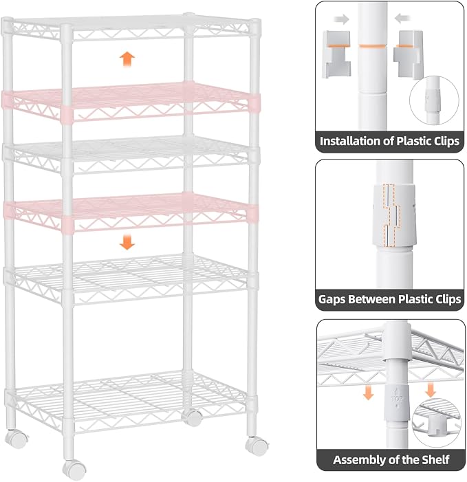 Small 4 Tier Shelves Storage Wire Shelving Unit Metal Shelf Adjustable - Image 9