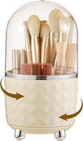 Makeup Brush Holder with Dustproof Lid, 360 Rotating Makeup Brush Organizer by UFORU