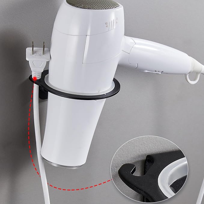 Space Aluminum Wall Mounted Hair Dryer Holder Rack Hanger Hairdryer Shelf - Image 3