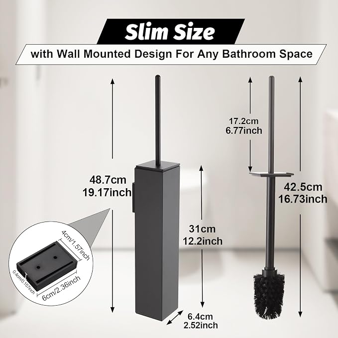 BGL Toilet Brush and Holder Set Gun Grey Wall Mounted - Image 2
