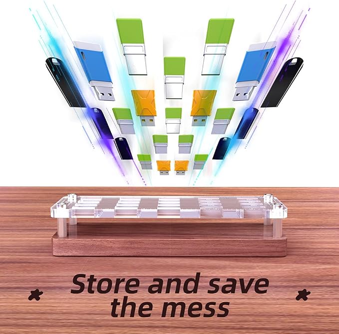 20 Slots Wooden Memory USB Flash Disk Card Case, TF Card Box and Micro SD Drive - Image 5