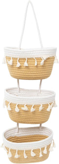 JJSQYLAN Over the Door Hanging Basket 3 Tier Small Woven Cotton Wall Hanging by JJSQYLAN