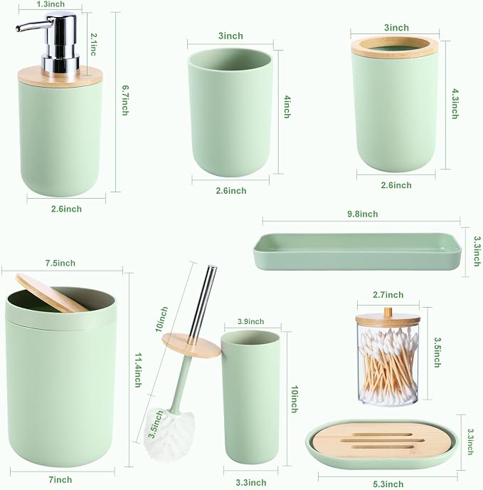 iMucci 9Pcs Pastel Green Bathroom Accessories Set - - Image 7