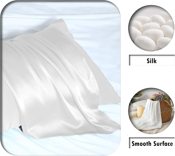 Silk Pillowcase for Hair and Skin, Breathable and Sliky 100% Queen Silk Pillow - Image 2
