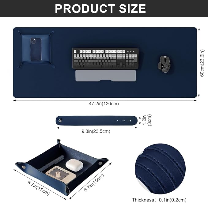 DAWNTREES Dual Sided Desk Mat, 47.2''x23.6'', Cork Desk Mat Protector, 120x60cm - Image 2