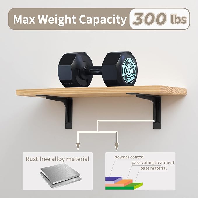 Shelf Bracket, L Shelf Brackets, max Load 300lbs, Premium Alloy Metal Heavy - Image 5