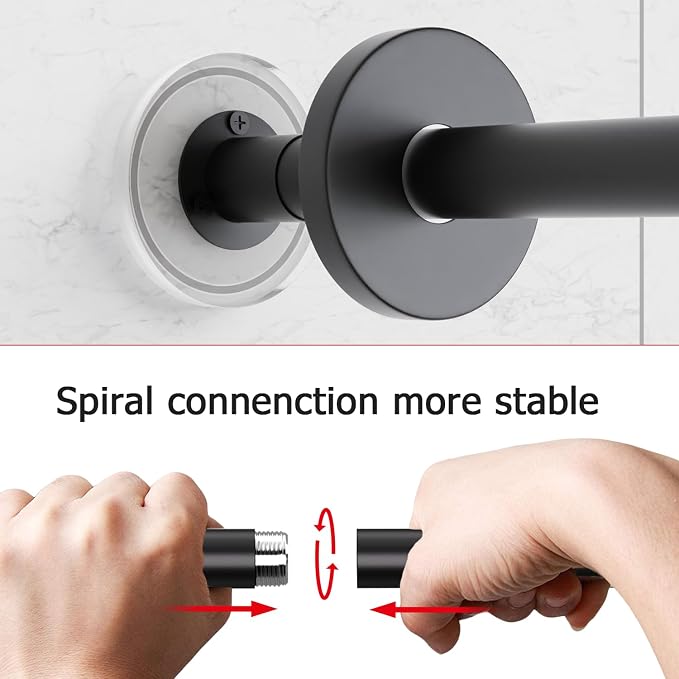 Stretchable 304 Stainless L Shaped Bathroom Bathtub Corner Shower Curtain Rod - Image 5