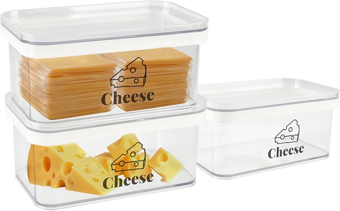 Cheese Container for Refrigerator 3 Pack, Shredded Cheese Storage Container by Unknown