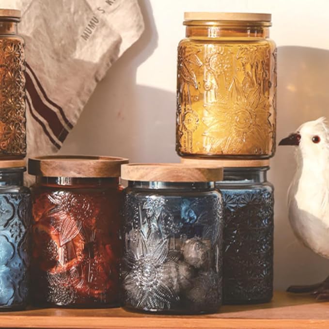 ANSQU Set of 2 Vintage Glass Kitchen Storage Jars, 23.7 FL OZ Gass Jar - Image 4