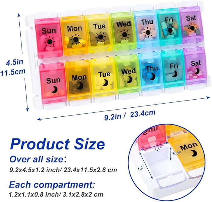 HRX Package Medicine Pill Boxes 7 Day AM/PM, Easy Fill & Open Medication - Image 4