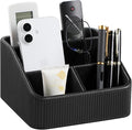 Remote Control Holder with 4 Compartments, PU Leather Small Nightstand Organizer by Cretkhp