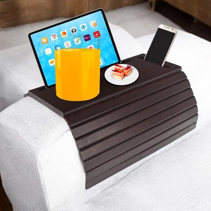 Bamboo Sofa Arm Tray, Couch Arm Table Caddy by Unknown
