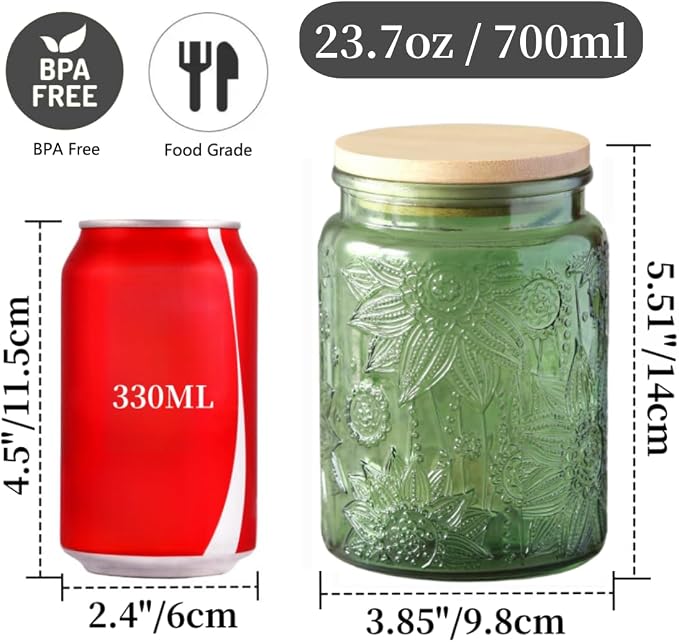Green Glass Canister, Candy Jar - Image 2