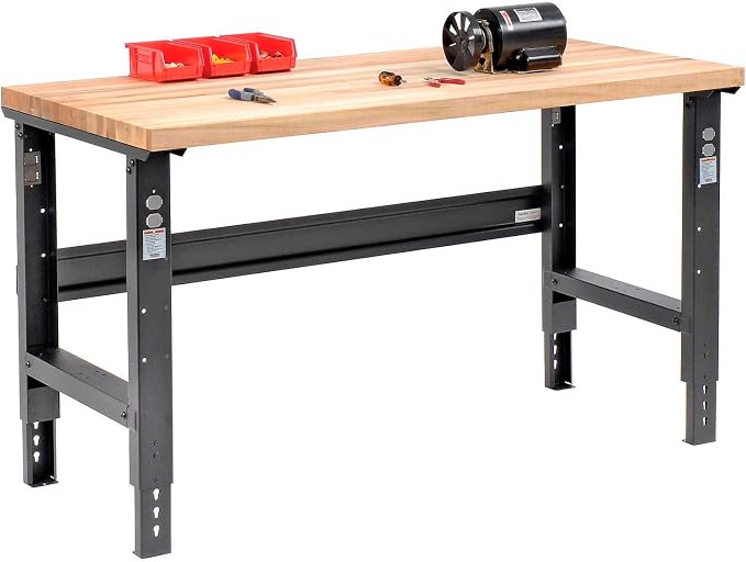 Global Industrial Adjustable Height Workbench C-Channel Leg, 1-3/4" Birch Top - Image 2