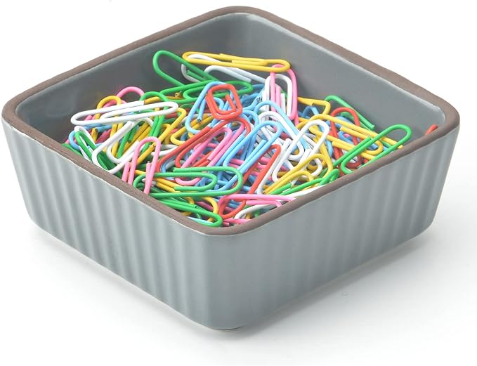 Ceramic Paper Clip Holder 2 PCS Set, Square Paper Clip Dispenser Organizer - Image 3