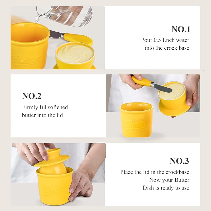 Ceramic Butter Crock with Lid & Spreader Knife, Butter Keeper - Image 5