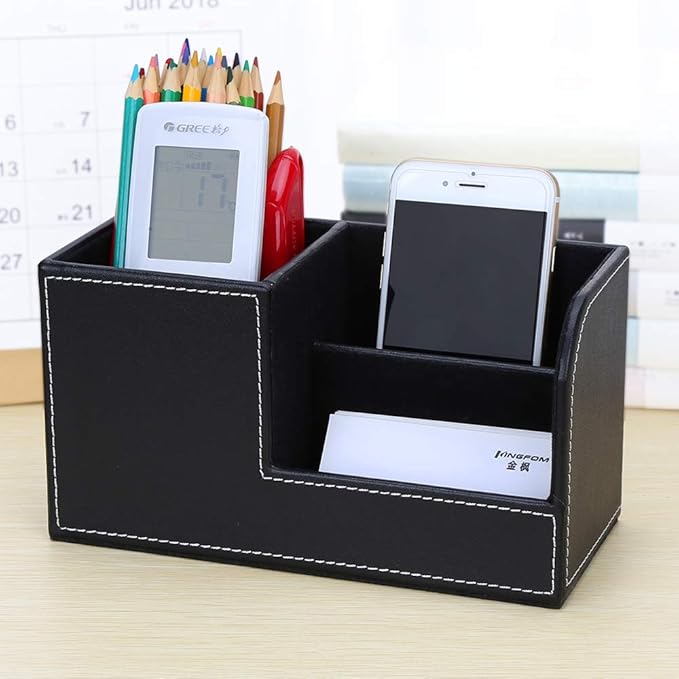 KINGFOM Desk Organizer Office Supplies Caddy Pu Leather Multi-function Storage - Image 2