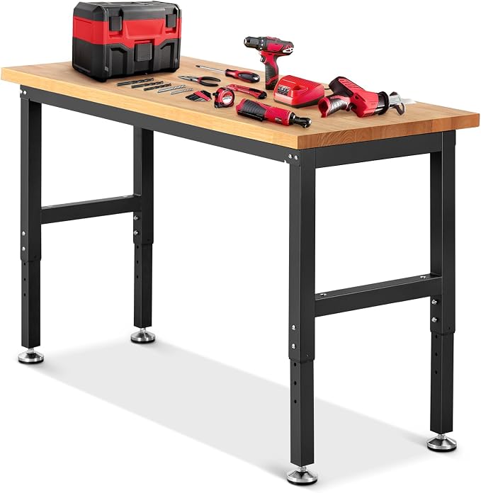Work Bench for Garage Workbench Adjustable Height Work Table for Shop by ENJOYWOOD