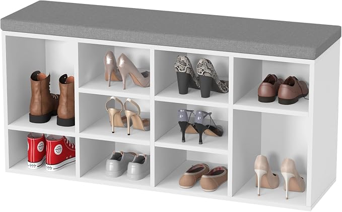 PayLessHere Shoe Bench Storage Bench 10 Compartments Shoe Organizer by PayLessHere