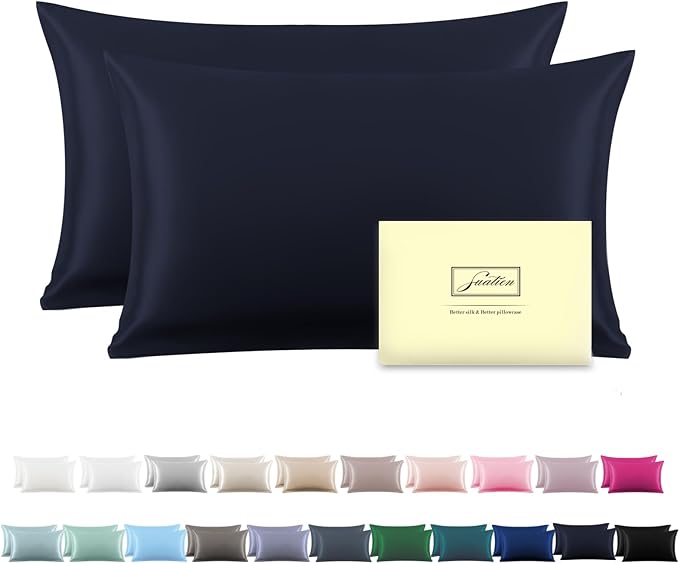 Silk Pillowcase for Hair and Skin, Breathable and Sliky 100% Standard Size by Suatien