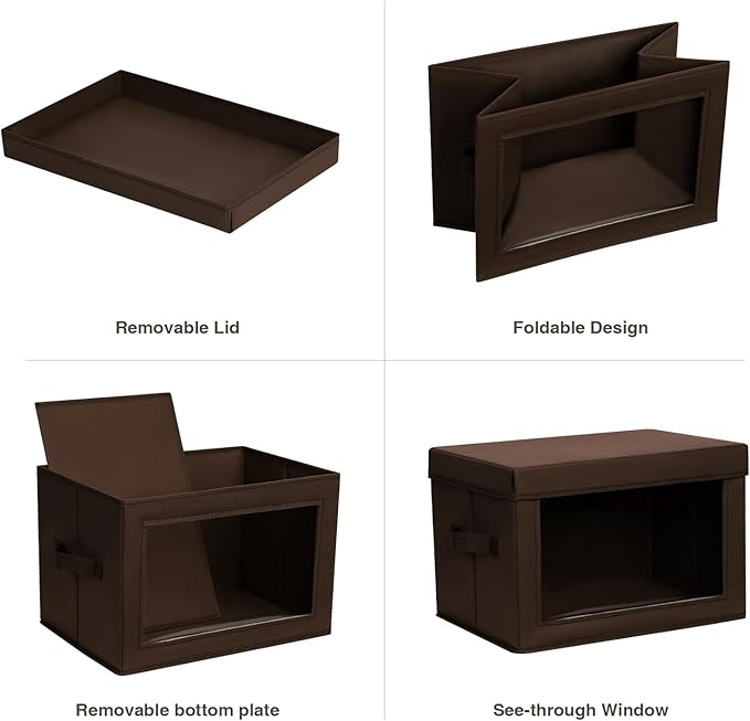 Brown Fabric Storage Bins with Lids - Image 7