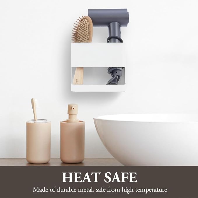MyGift White Metal Wall Mount Hair Tools Holder - Image 3