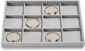 12 Grids Microfiber Jewelry Trays Bracelets Tray Stackable Jewelry Organizer by Papten