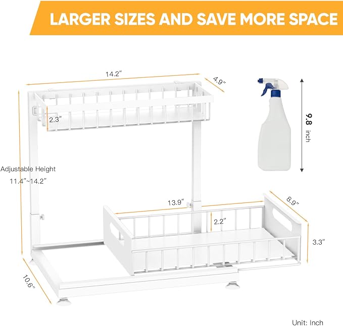 2 Pack Under Sink Organizer Storage 2-Tier Premium Metal Pull-Out Racks - Image 7