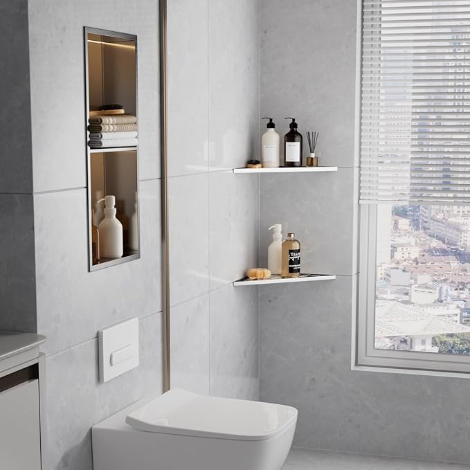 2-Pack 10" Wall Mounted Corner Shower Shelf - Image 2