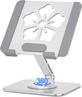 Tablet Stand for iPad, 360° Rotating Aluminum Foldable Holder – Adjustable Desk by Axbima