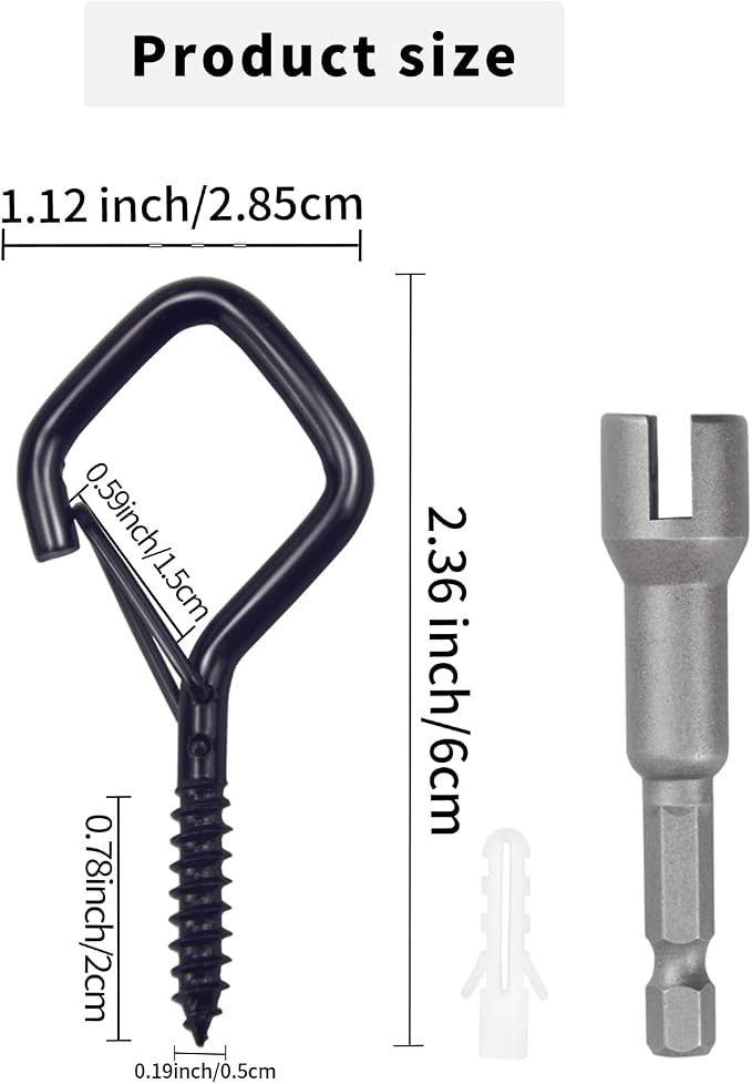 50 PCS Black Eye Screw Hooks for Hanging Heavy Duty - Image 2