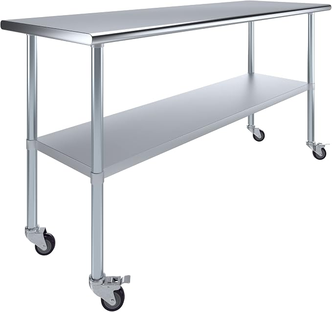 AmGood 72" Long x 24" Deep Stainless Steel Table by AmGood