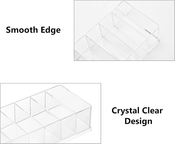 Acrylic Makeup Brush Organizers, 2 Pack 8 Section 8 Compartments Transparent - Image 4