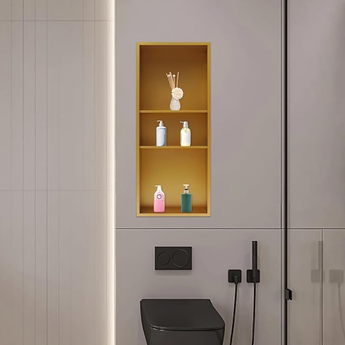 13" X 31" Stainless Steel Shower Niche, Rimless Bathroom Wall Niche - Image 2