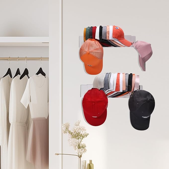 Acrylic Hat Racks for Baseball Caps Wall, 2 Pack Hat Organizer for 50 Baseball - Image 6