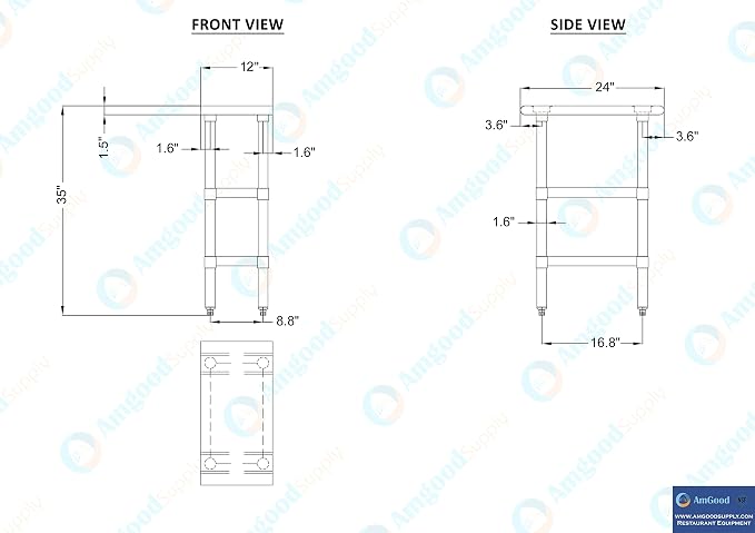 AmGood Stainless Steel Work Table - Image 9