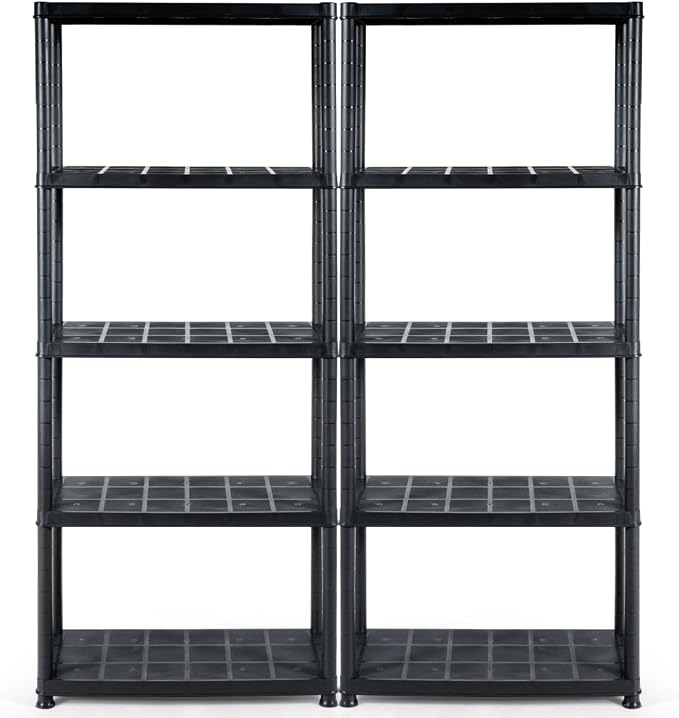 IRONMAX 5-Tier Plastic Shelving Unit, No Tools Required, Free Standing Storage by IRONMAX